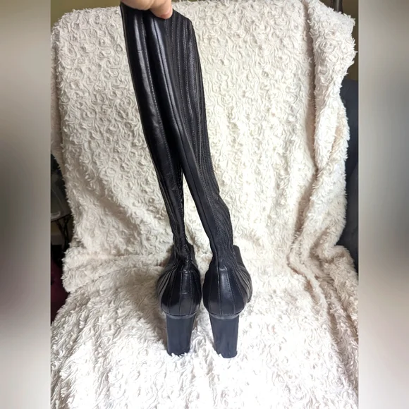 Italian black leather boots sz 9 - Picture 5 of 12